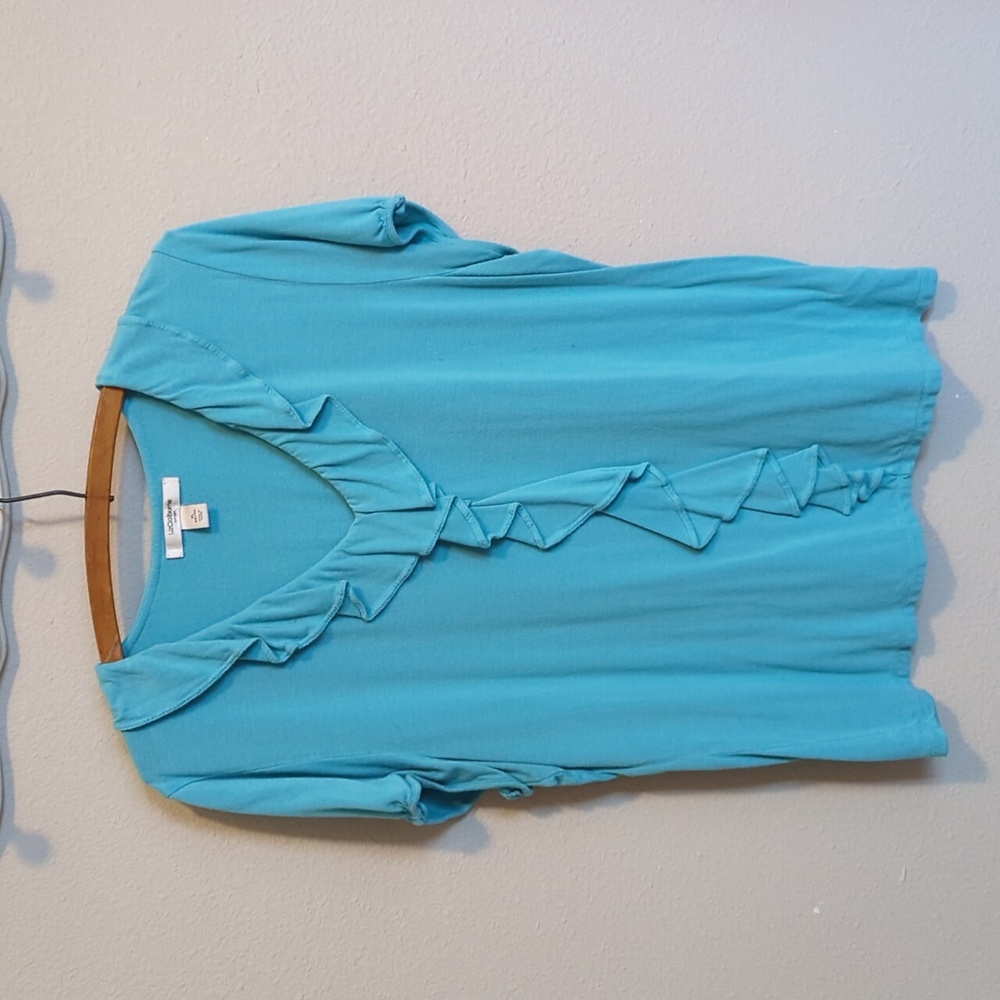 Liz Claiborne Aqua Ruffled Tee